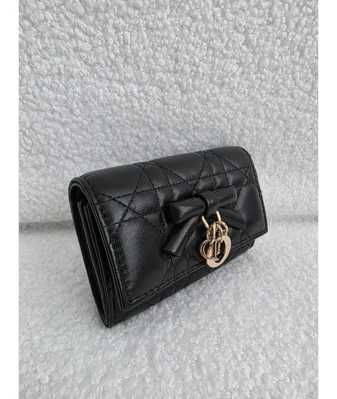 CHRISTIAN DIOR Черный кожаный кошелек, фото 2