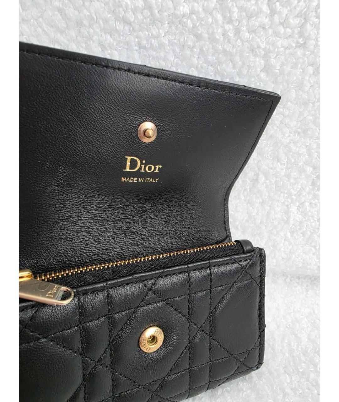 CHRISTIAN DIOR Черный кожаный кошелек, фото 4