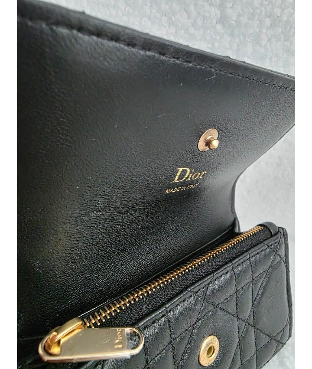 CHRISTIAN DIOR Черный кожаный кошелек, фото 5