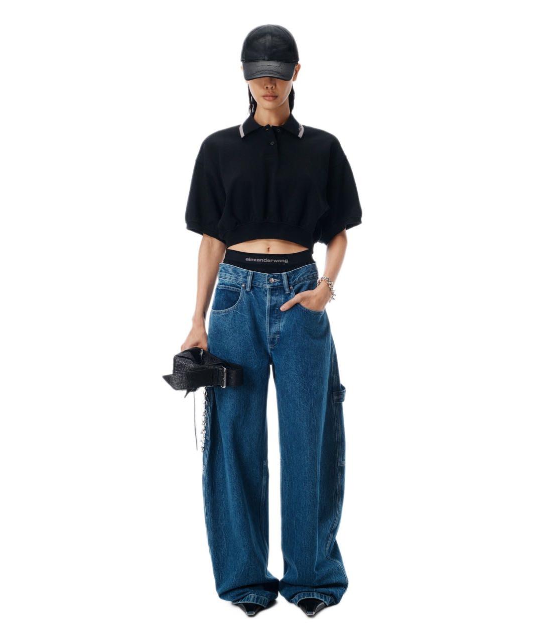 ALEXANDER WANG Синие хлопковые джинсы клеш, фото 3
