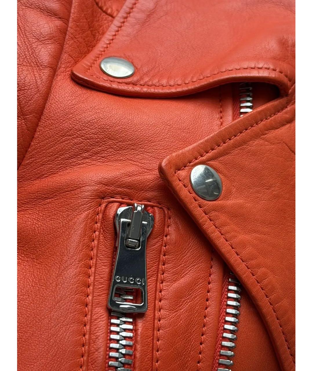 GUCCI Оранжевая кожаная куртка, фото 4