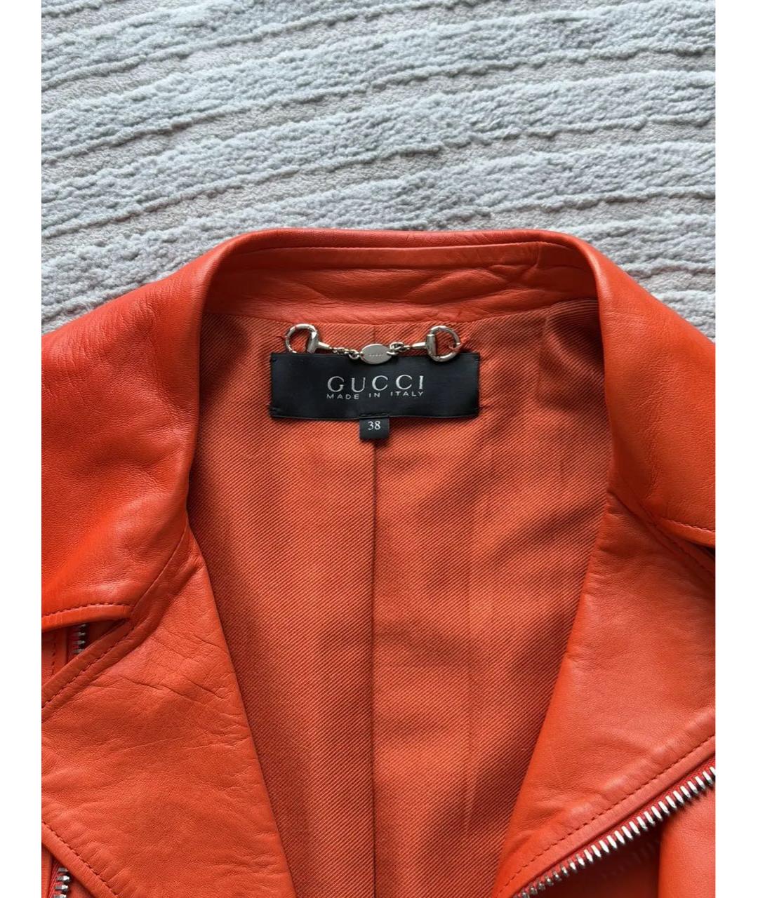 GUCCI Оранжевая кожаная куртка, фото 3