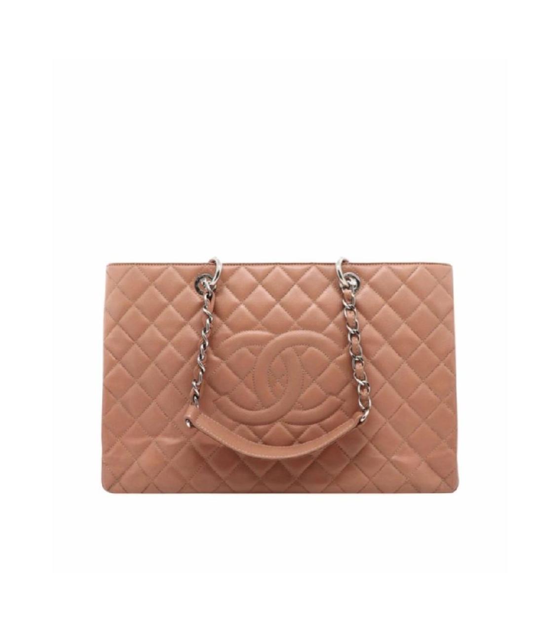 CHANEL Бежевая кожаная сумка тоут, фото 7