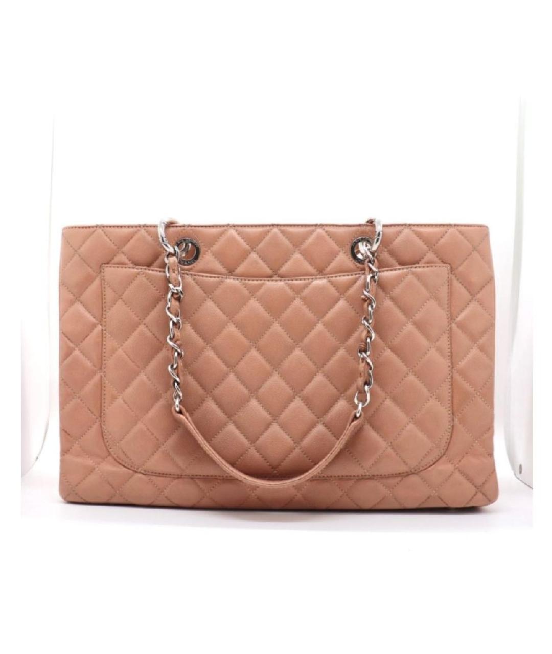 CHANEL Бежевая кожаная сумка тоут, фото 3