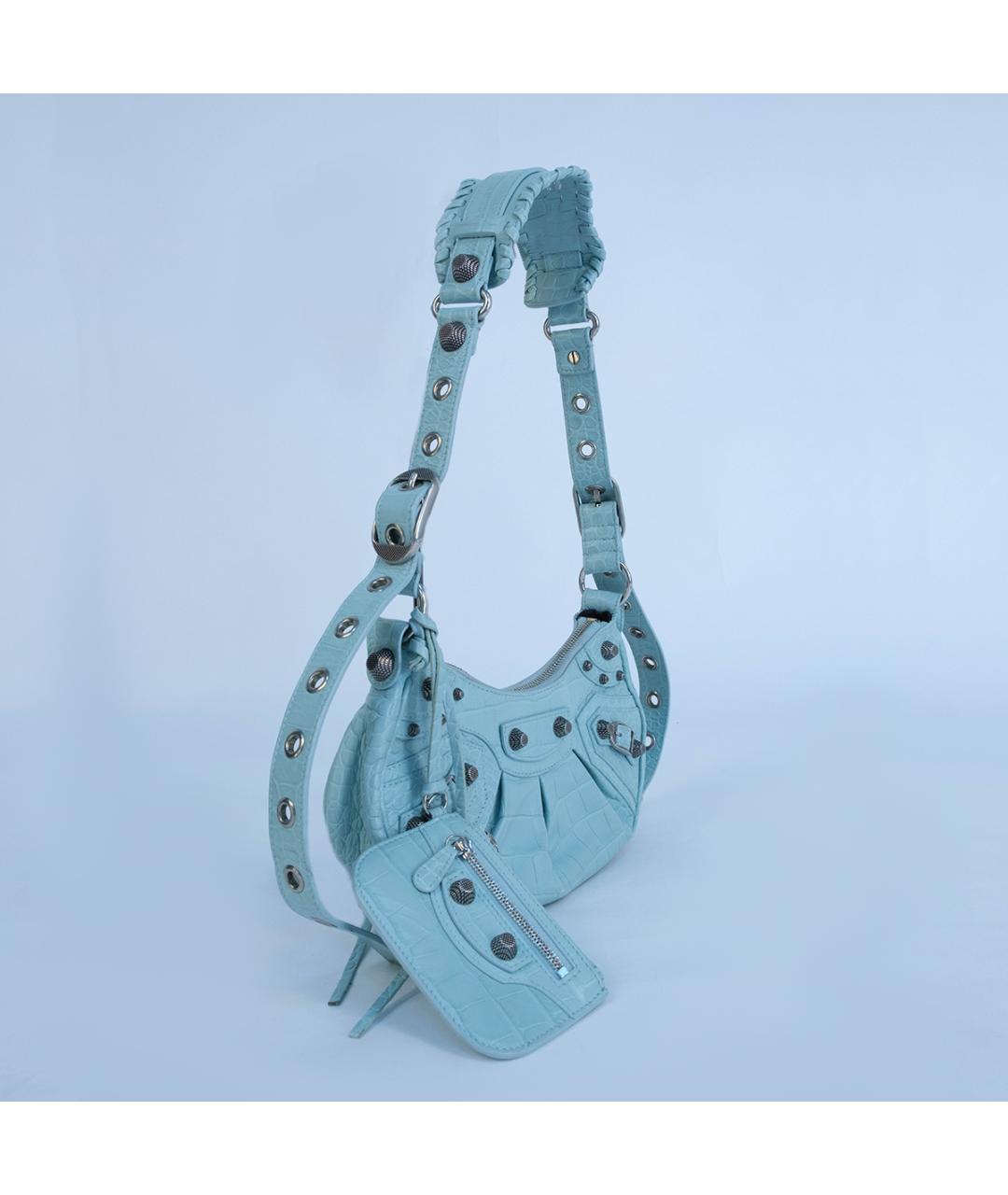 BALENCIAGA Голубая кожаная сумка через плечо, фото 3