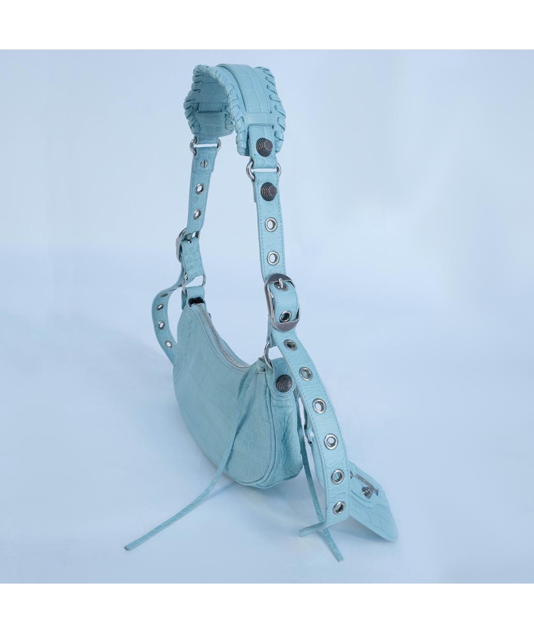 BALENCIAGA Голубая кожаная сумка через плечо, фото 4