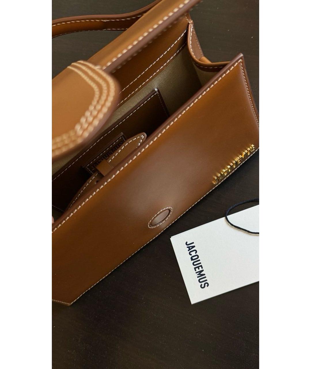 JACQUEMUS Коричневая кожаная сумка с короткими ручками, фото 2