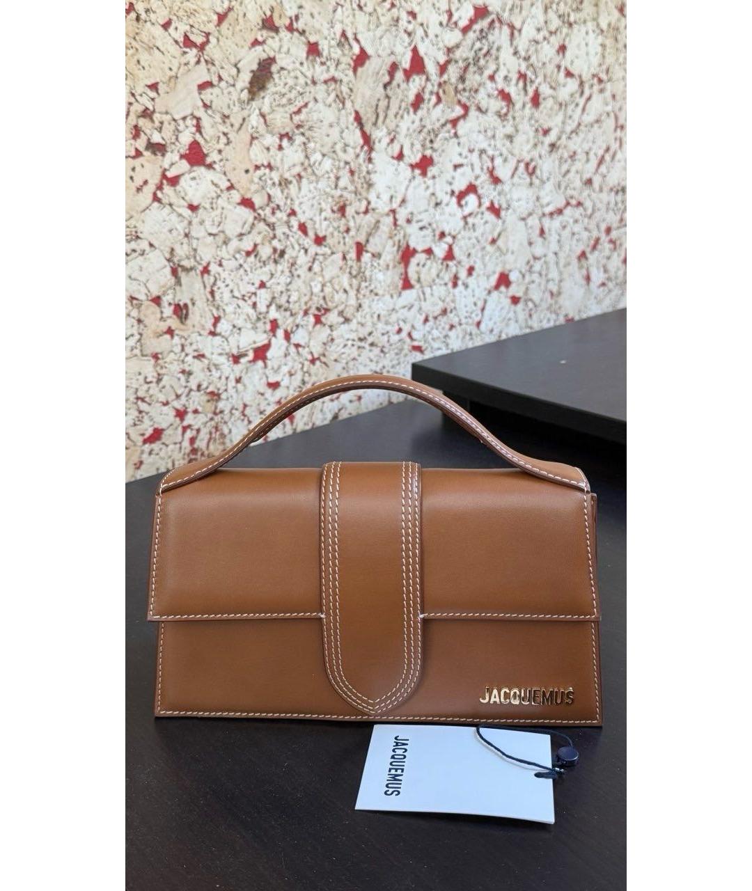 JACQUEMUS Коричневая кожаная сумка с короткими ручками, фото 4