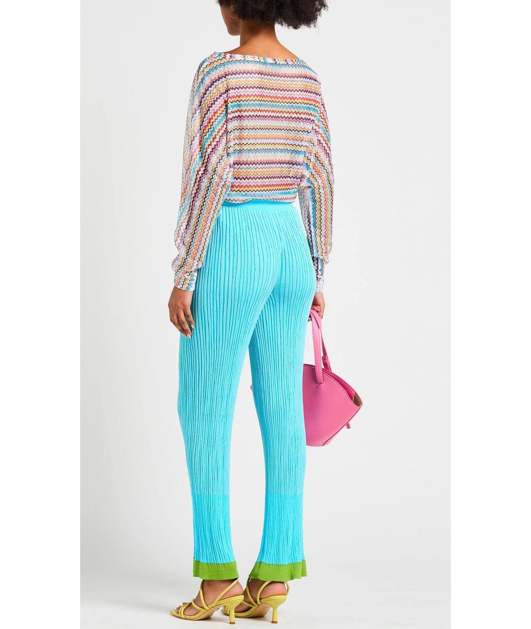 MISSONI Бирюзовые вискозные прямые брюки, фото 3