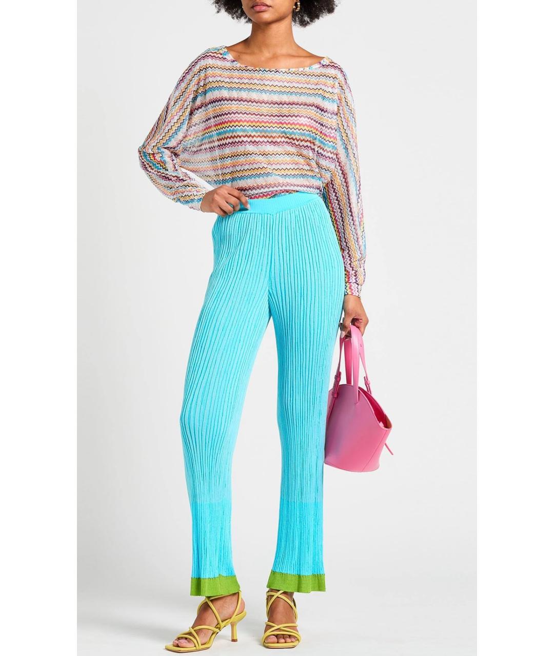 MISSONI Бирюзовые вискозные прямые брюки, фото 2
