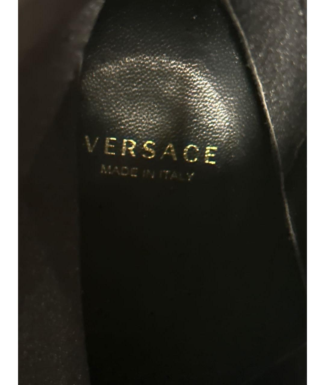 VERSACE Черные кожаные ботильоны, фото 4