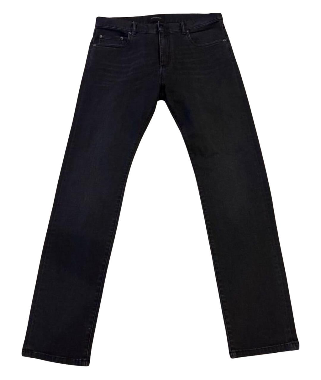 ERMENEGILDO ZEGNA XXX Антрацитовые хлопко-эластановые прямые джинсы, фото 1