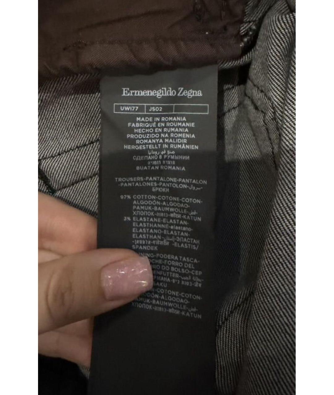 ERMENEGILDO ZEGNA XXX Антрацитовые хлопко-эластановые прямые джинсы, фото 3