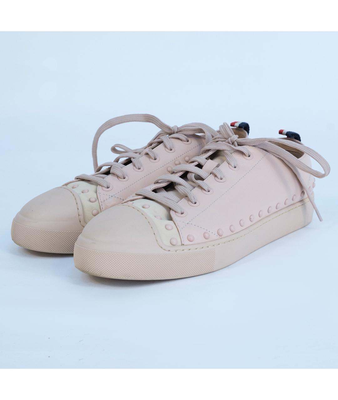 MONCLER Розовые кожаные кеды, фото 3