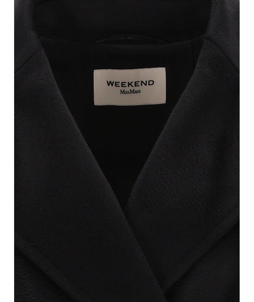 WEEKEND MAX MARA Черное шерстяное пальто, фото 4