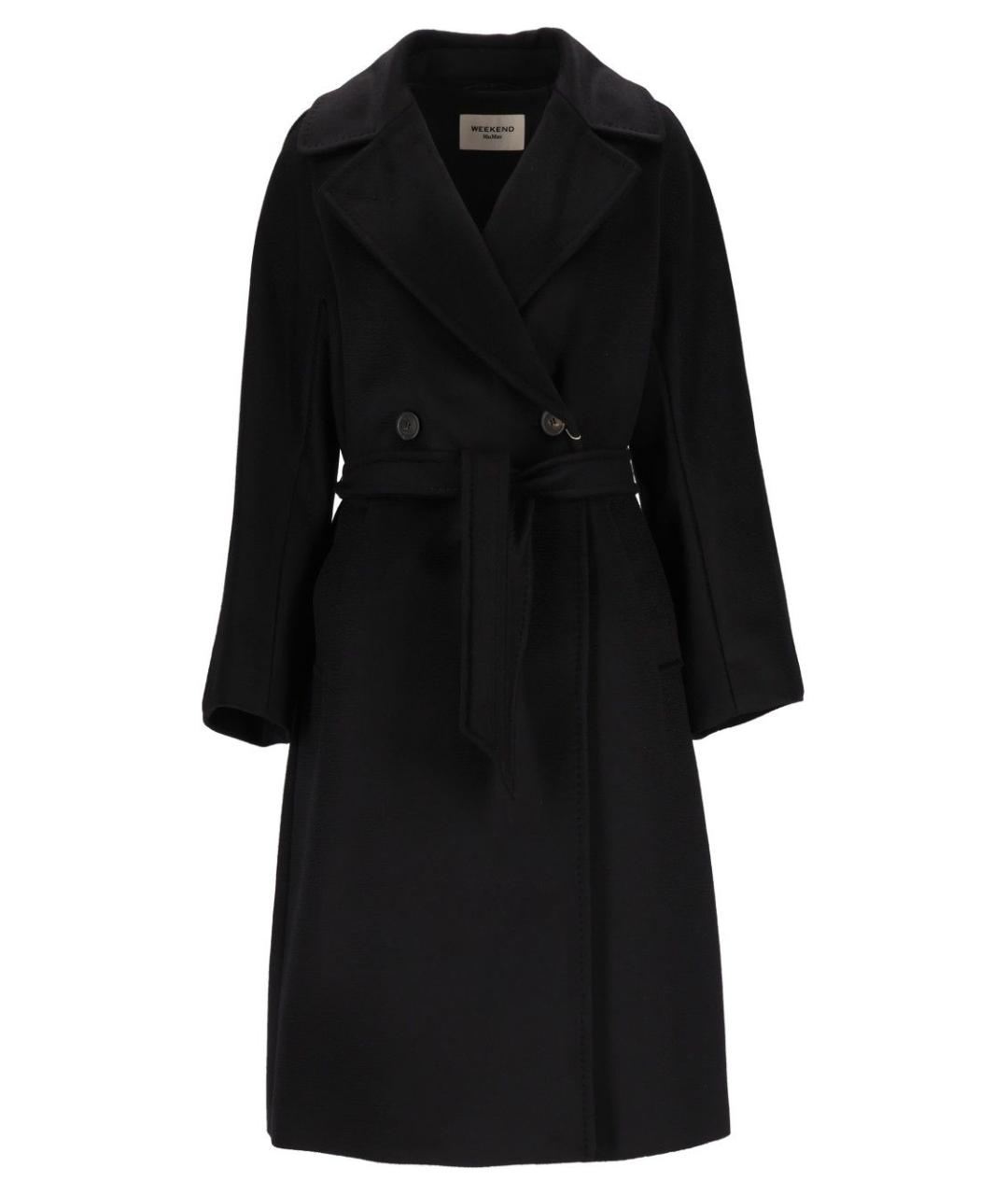 WEEKEND MAX MARA Черное шерстяное пальто, фото 1