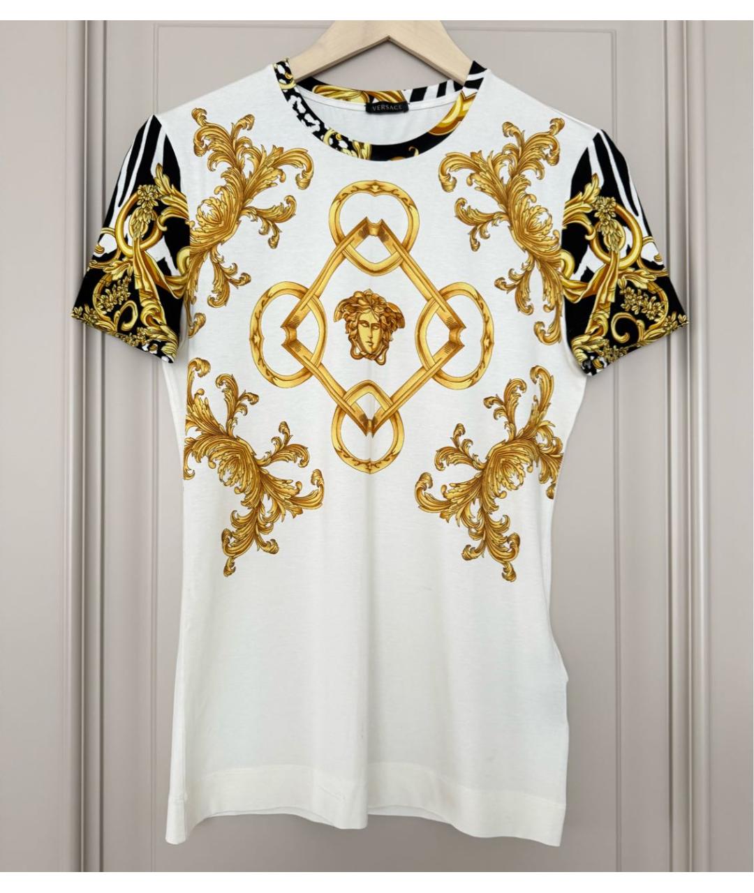 VERSACE Белая хлопко-эластановая футболка, фото 6