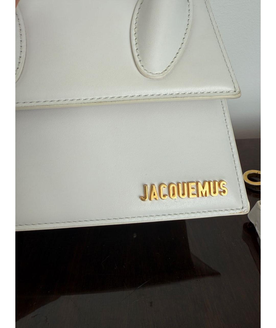 JACQUEMUS Белая кожаная сумка через плечо, фото 7