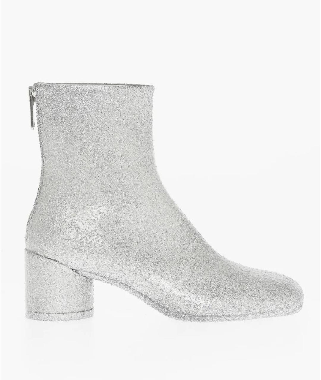 MM6 MAISON MARGIELA Серебряные кожаные полусапоги, фото 9
