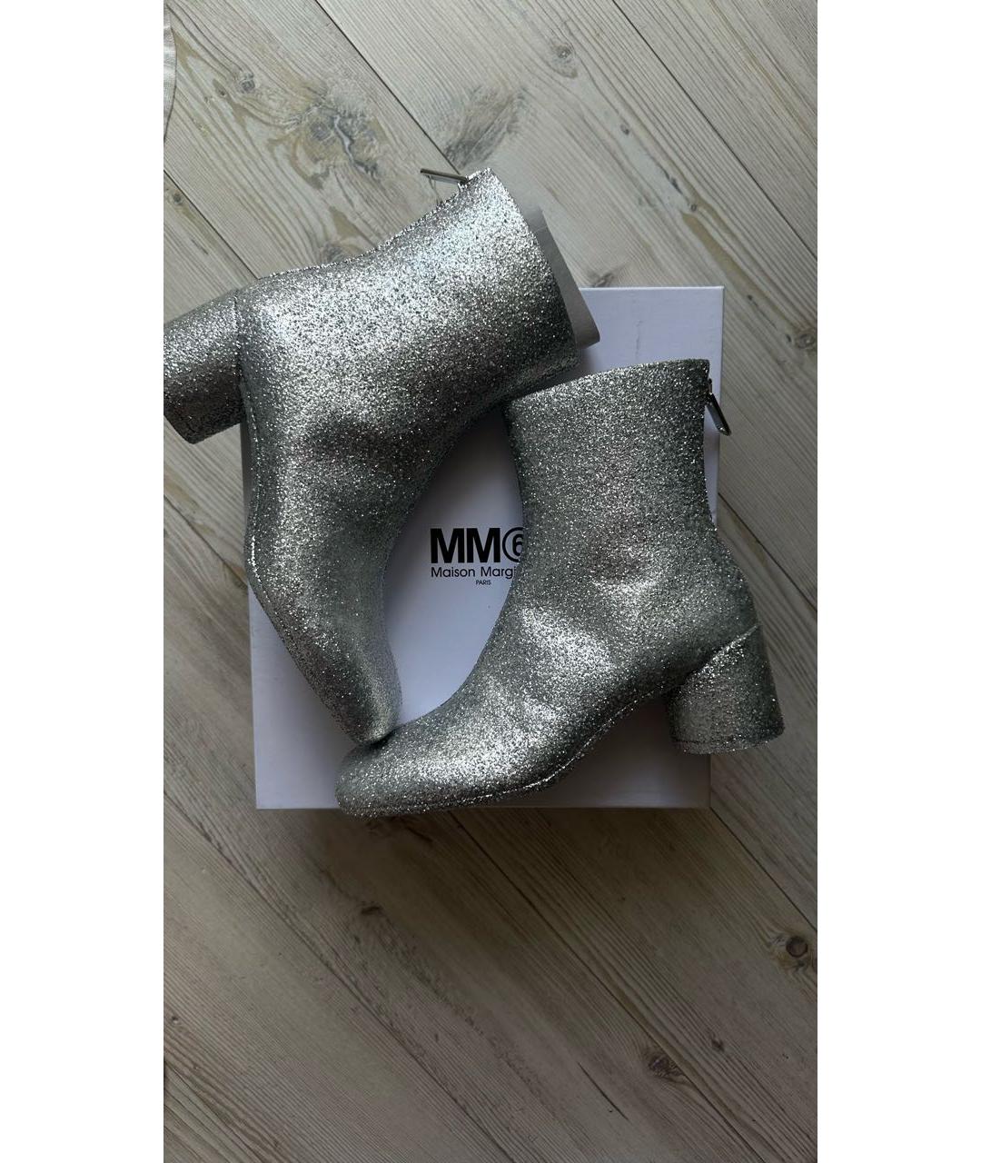 MM6 MAISON MARGIELA Серебряные кожаные полусапоги, фото 6
