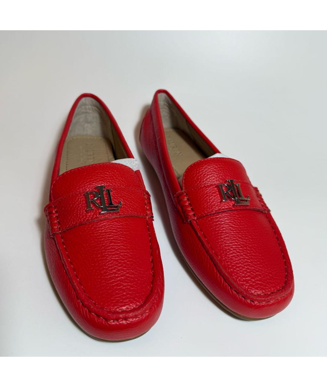 RALPH LAUREN Красные кожаные мокасины, фото 3