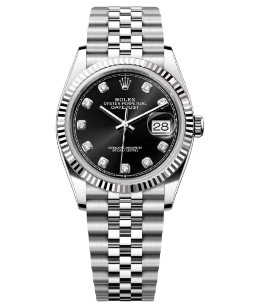 ROLEX Черные часы из белого золота, фото 1