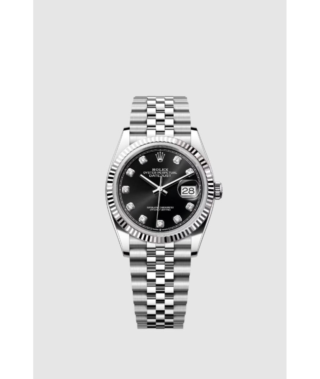ROLEX Черные часы из белого золота, фото 2