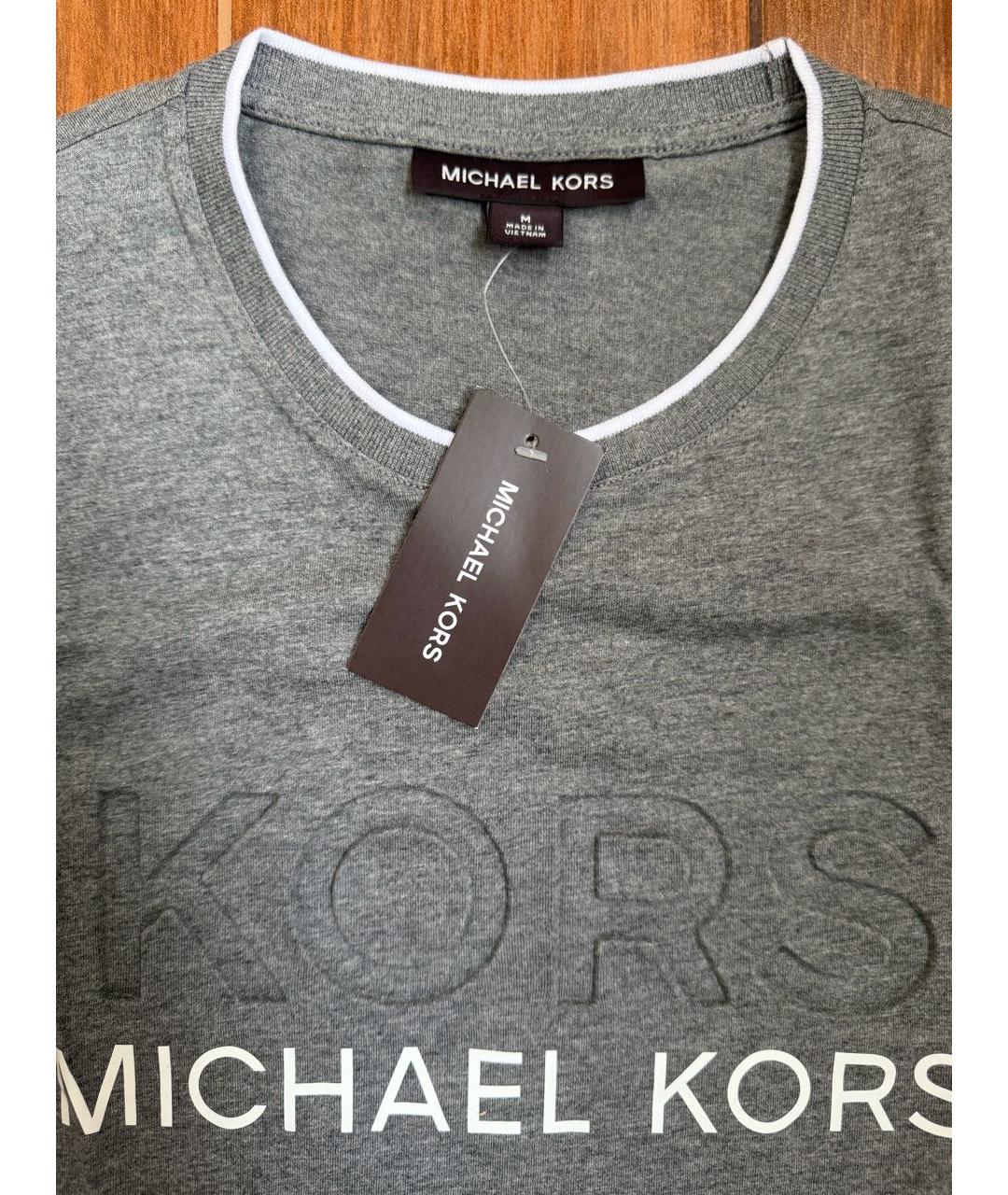MICHAEL KORS Серая хлопковая футболка, фото 3