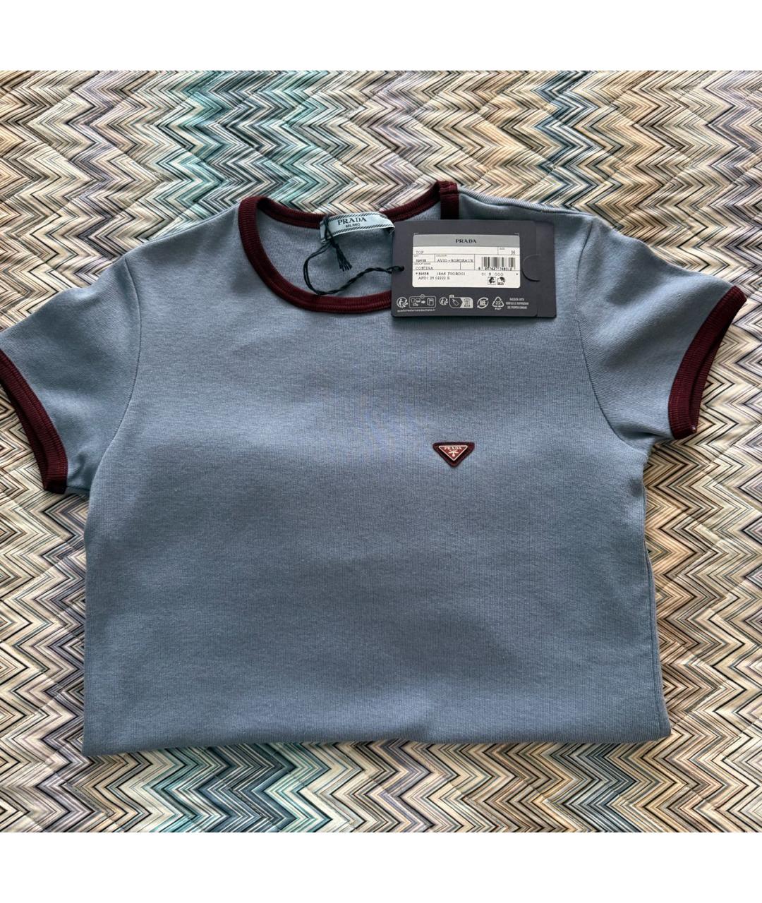 PRADA Голубая хлопковая футболка, фото 2