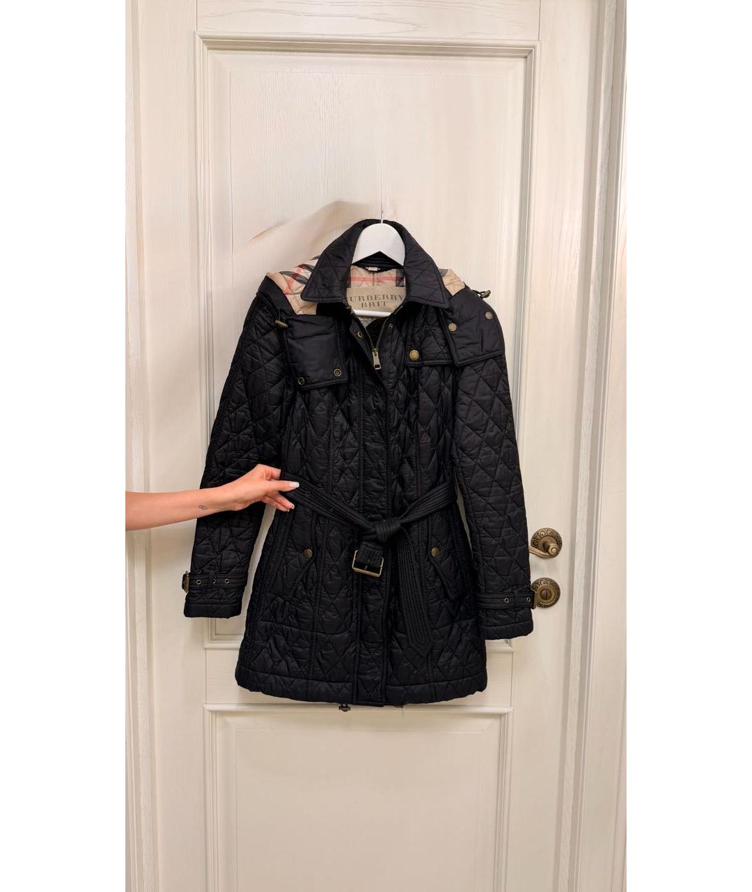 BURBERRY Черное полиамидовое пальто, фото 7