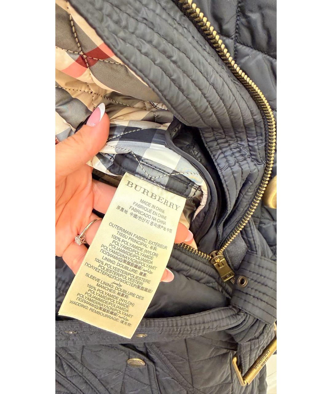 BURBERRY Черное полиамидовое пальто, фото 5