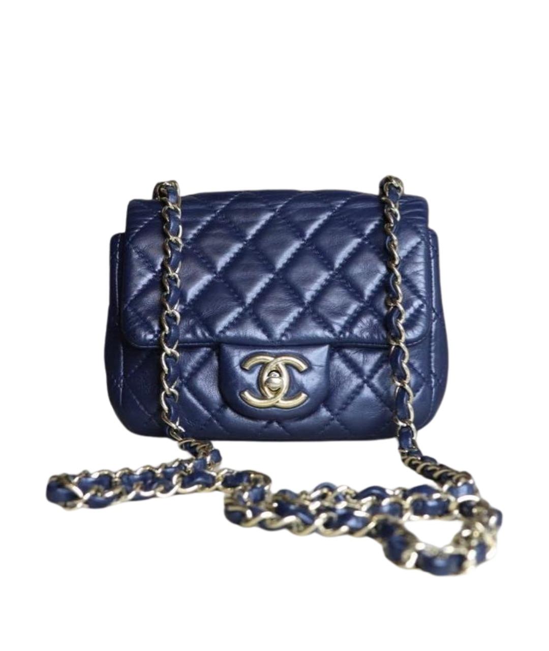 CHANEL Темно-синяя кожаная сумка через плечо, фото 1