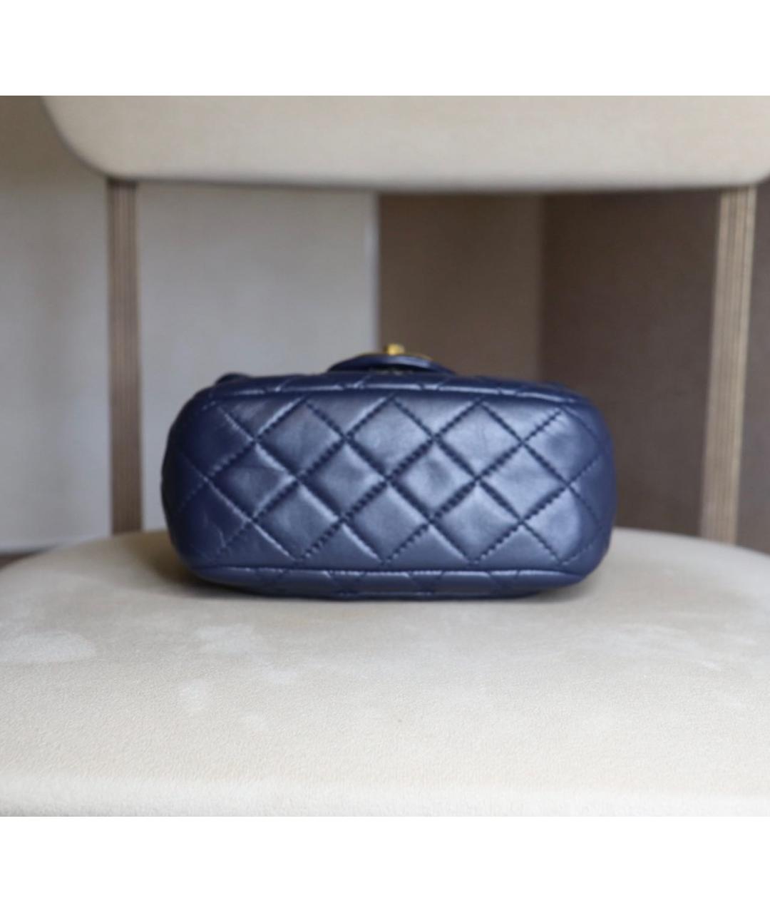 CHANEL Темно-синяя кожаная сумка через плечо, фото 5