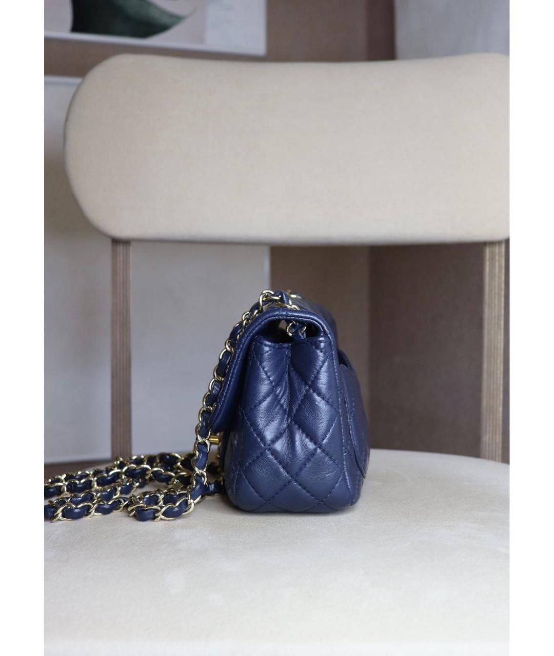 CHANEL Темно-синяя кожаная сумка через плечо, фото 4