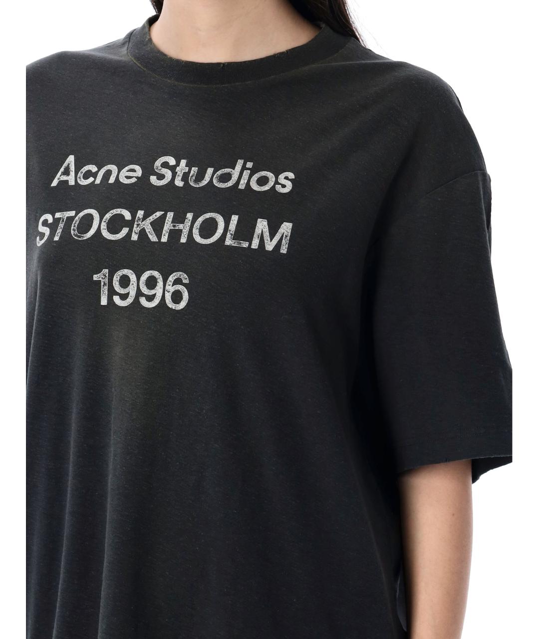 ACNE STUDIOS Черная хлопковая футболка, фото 3