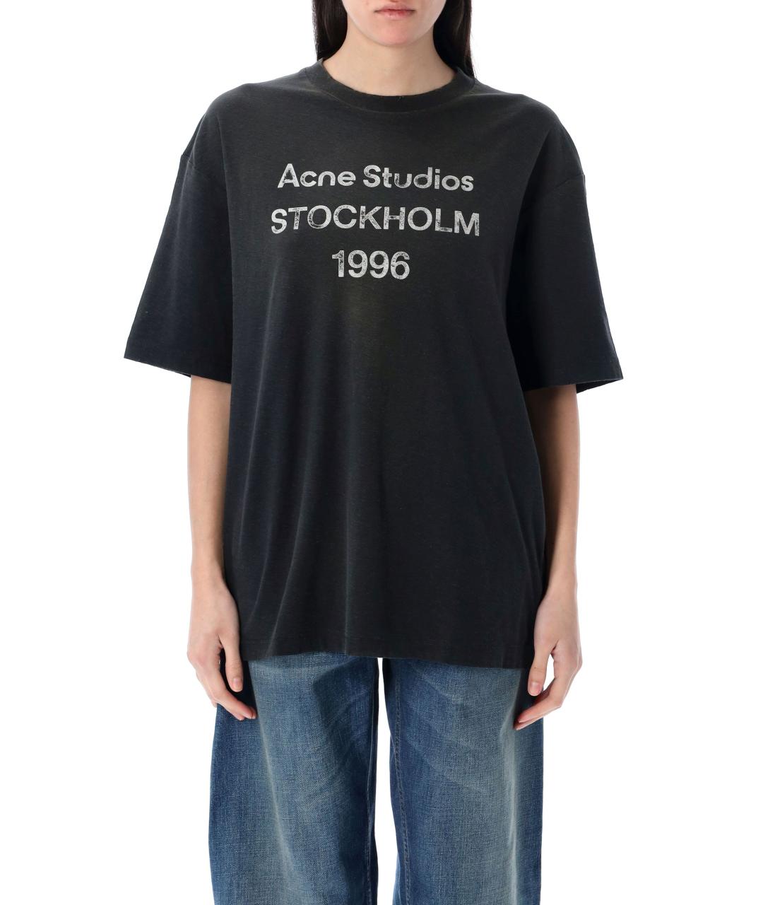 ACNE STUDIOS Черная хлопковая футболка, фото 1