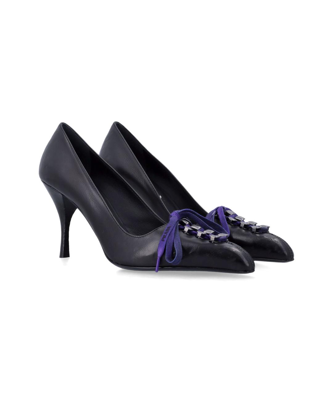 PRADA Черные кожаные ботинки, фото 2