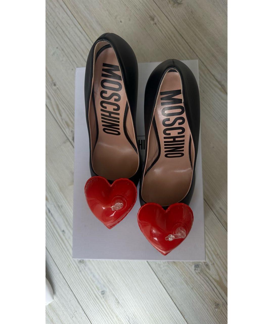 BOUTIQUE MOSCHINO Черные кожаные туфли, фото 2