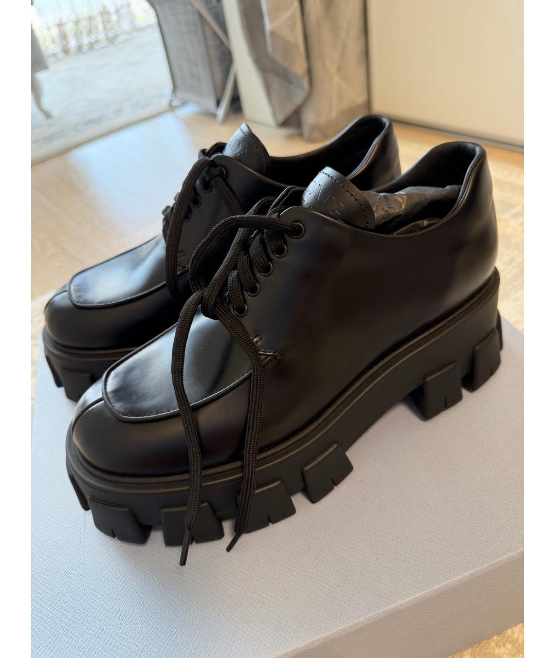 PRADA Черные кожаные туфли, фото 5