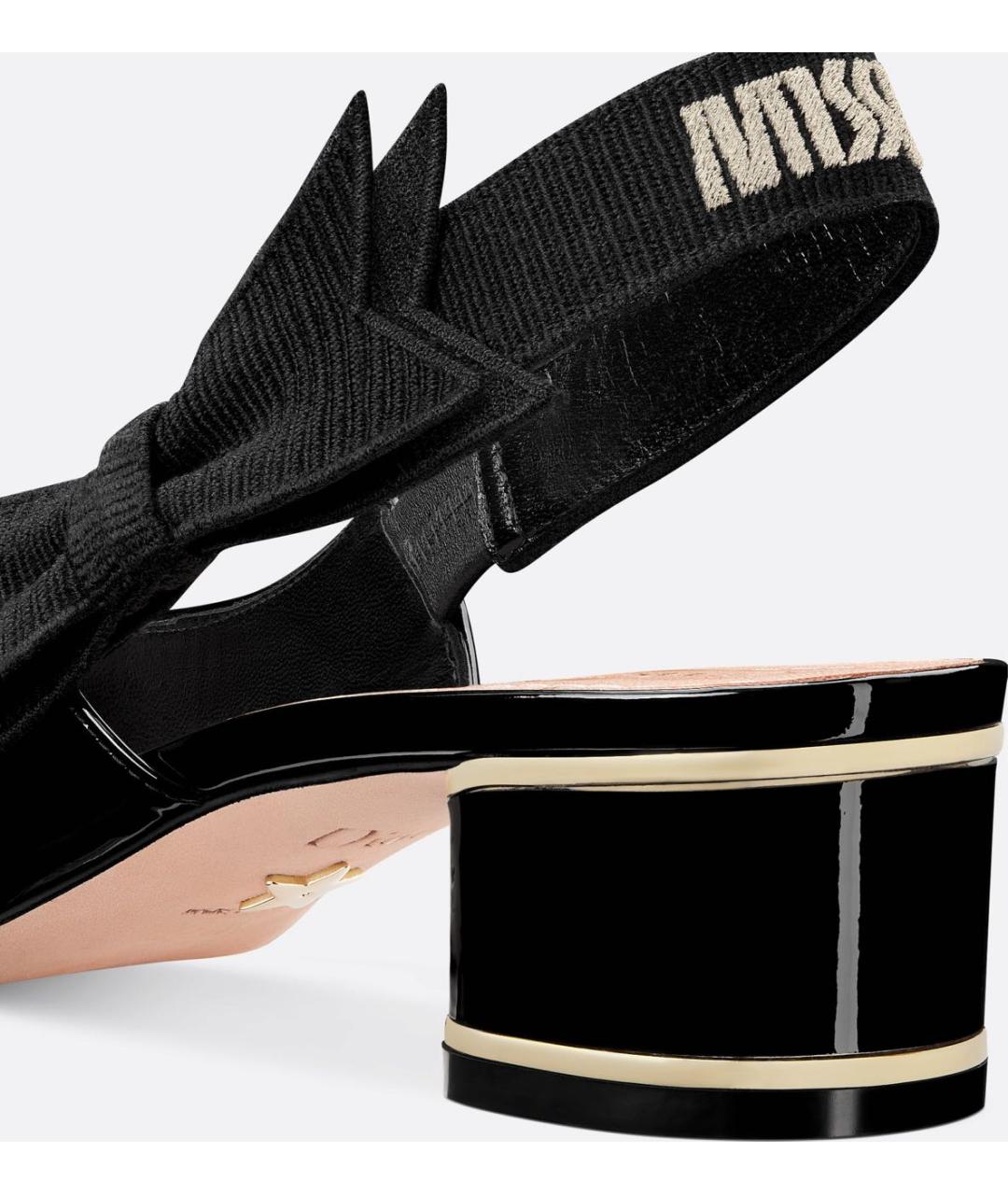 CHRISTIAN DIOR Черные лодочки на низком каблуке из лакированной кожи, фото 6