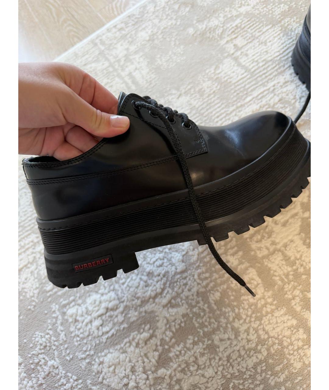 BURBERRY Черные кожаные туфли, фото 4