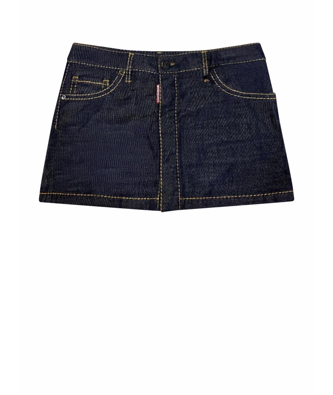 DSQUARED2 Темно-синяя деним юбка мини, фото 1