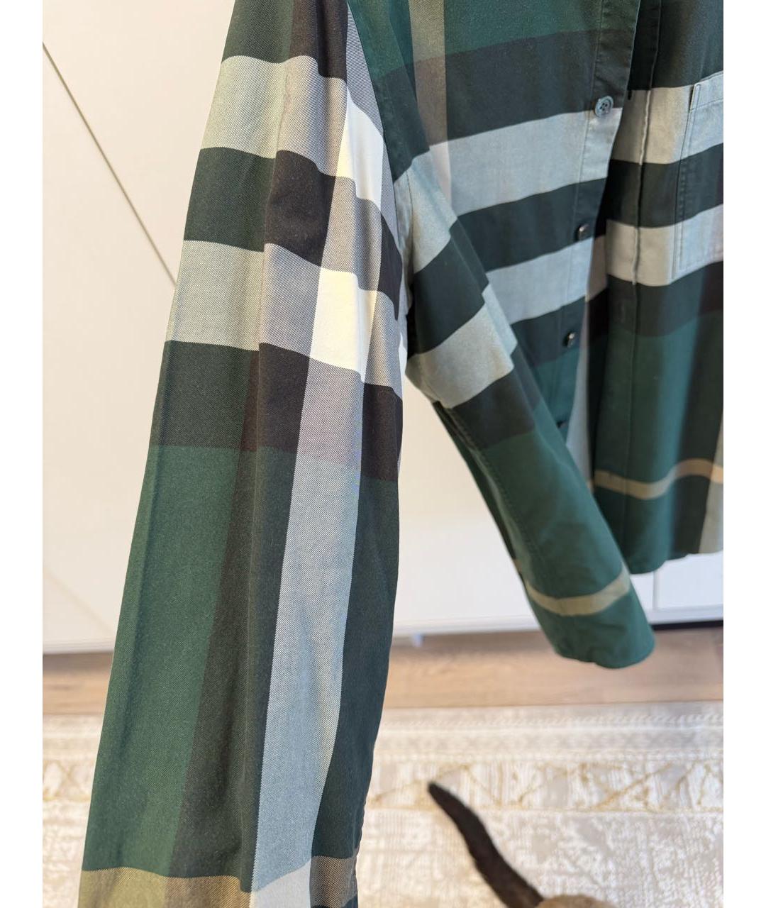 BURBERRY Зеленая хлопковая классическая рубашка, фото 3