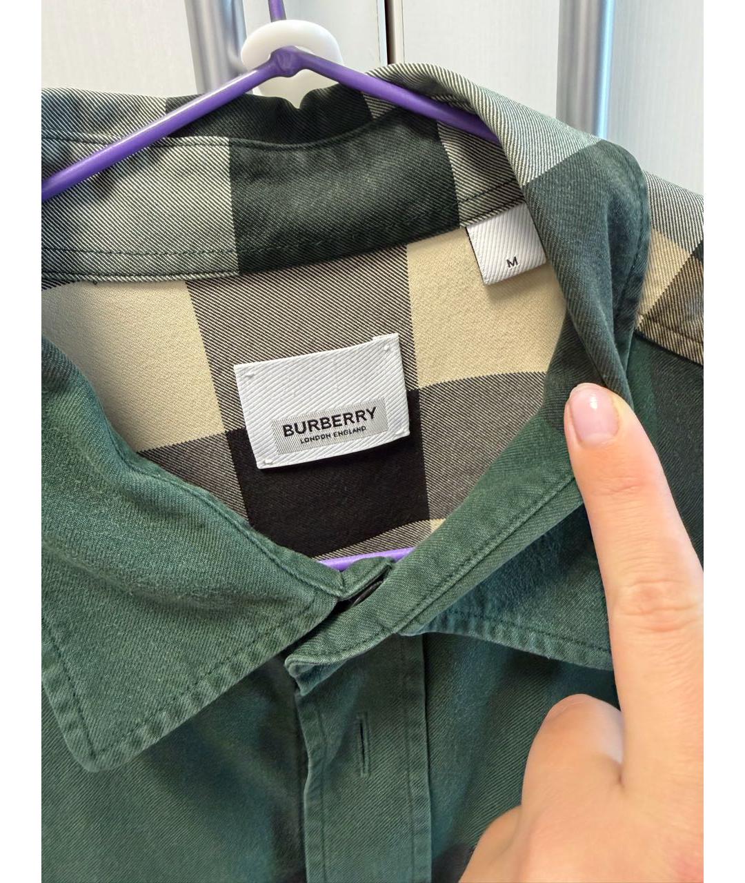 BURBERRY Зеленая хлопковая классическая рубашка, фото 2