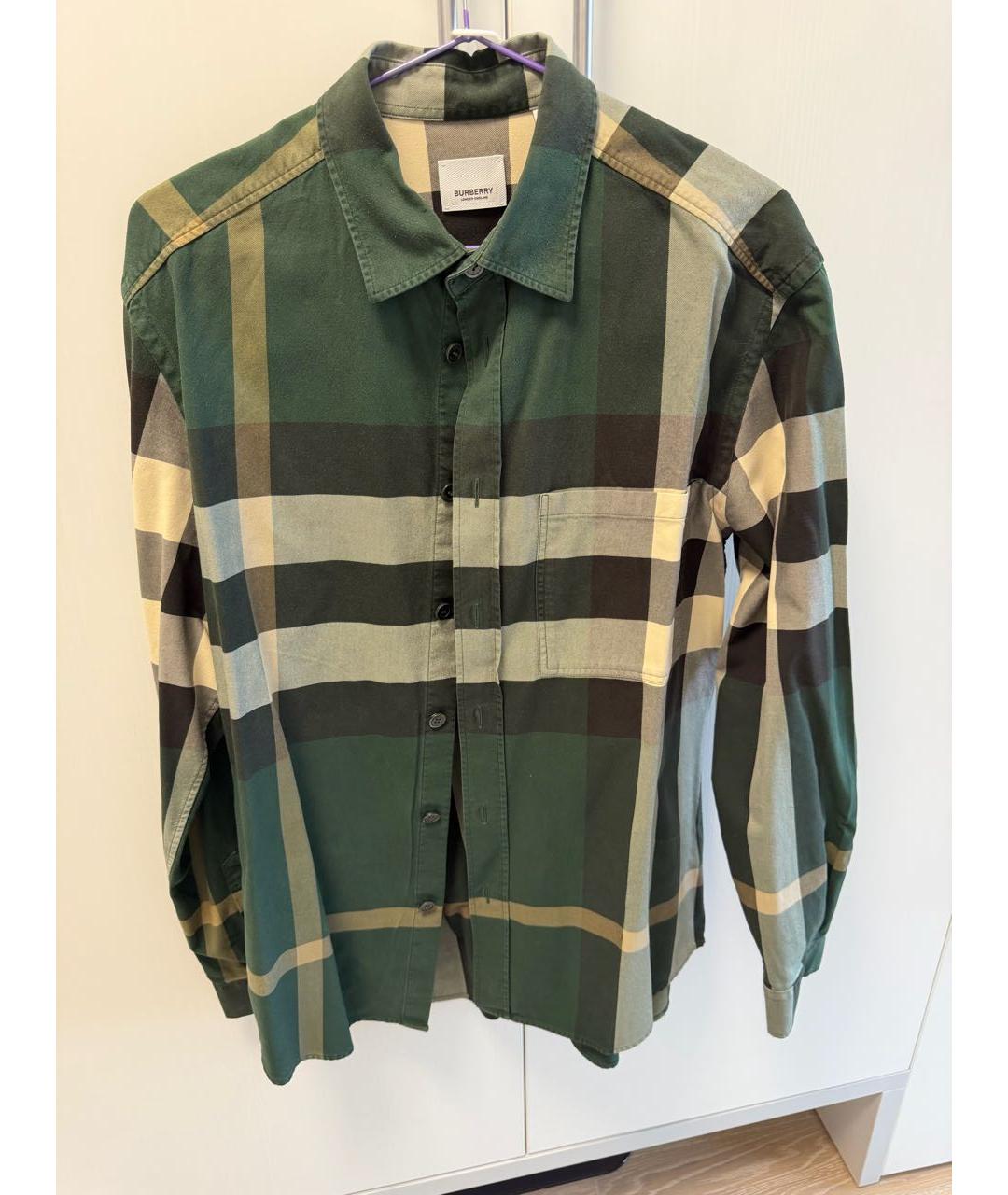 BURBERRY Зеленая хлопковая классическая рубашка, фото 4