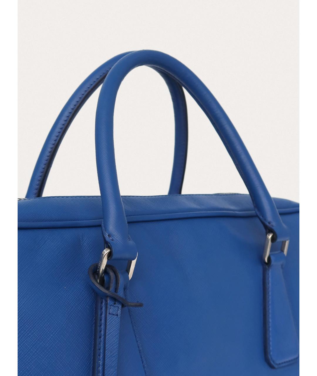 PRADA Голубой кожаный портфель, фото 6