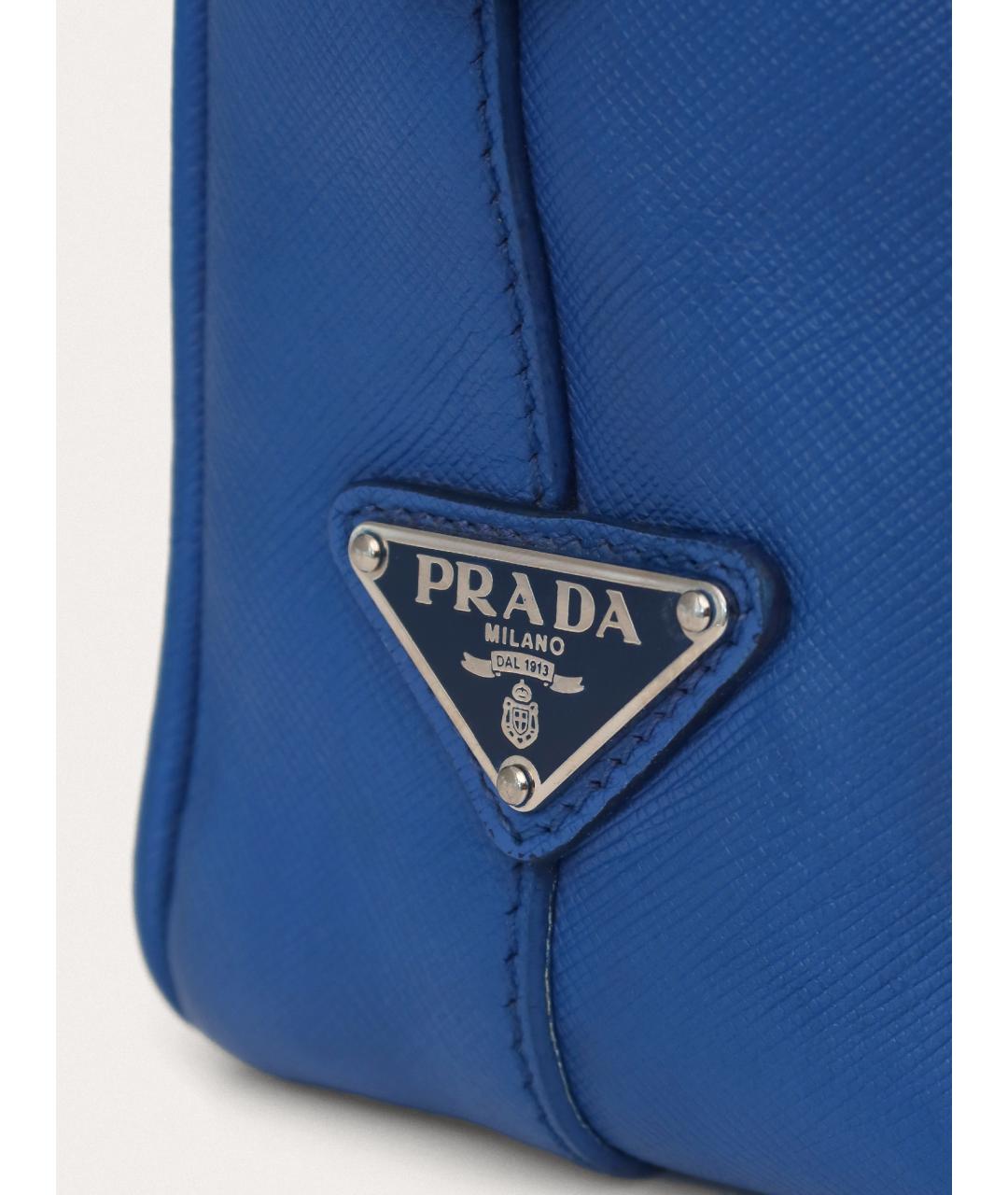 PRADA Голубой кожаный портфель, фото 5