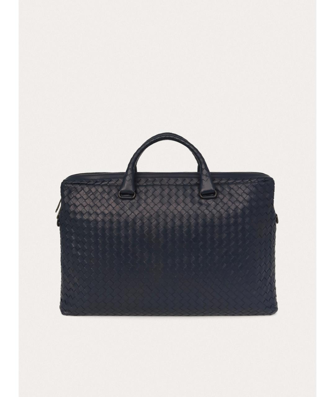 BOTTEGA VENETA Синий кожаный портфель, фото 9