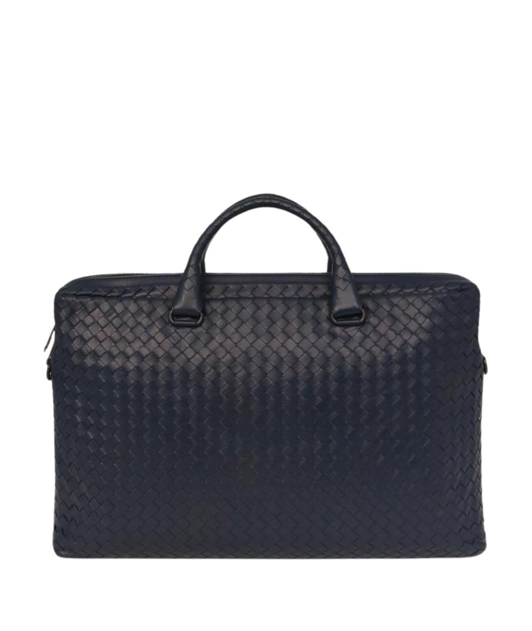 BOTTEGA VENETA Синий кожаный портфель, фото 1