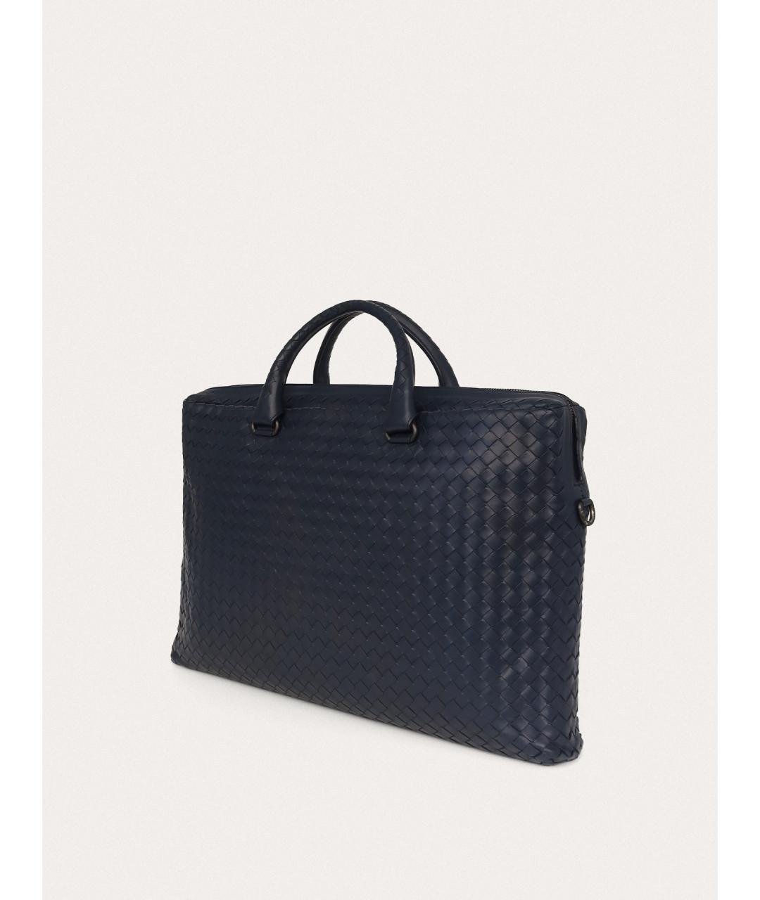 BOTTEGA VENETA Синий кожаный портфель, фото 2
